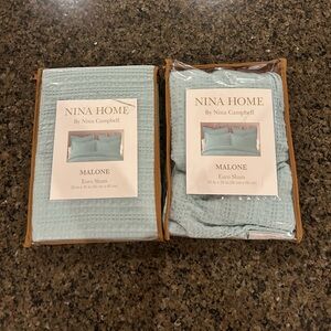 Two NWT Euro Shams 26”x26” Nina Campbell Teal Blue Ties in Back Malone Nina Home
